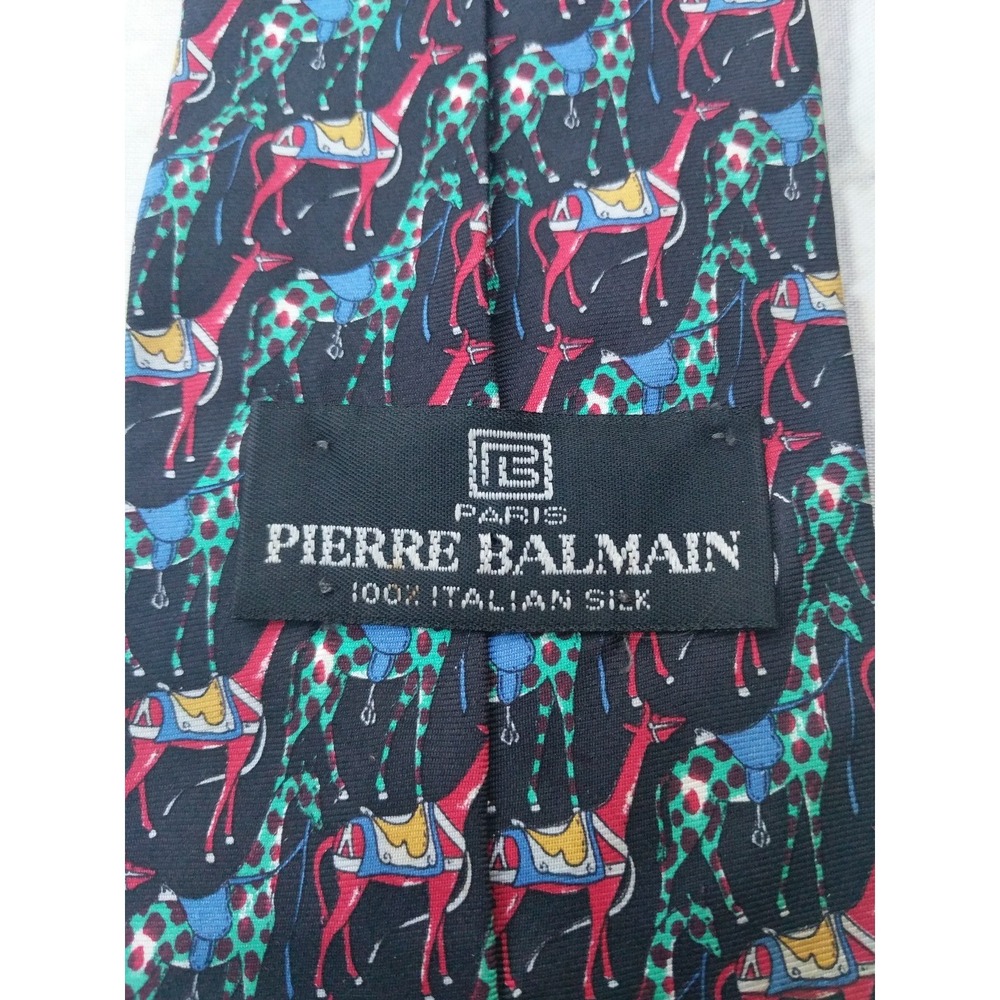 PIERRE BALMAIN Paris 100% Silk Mens Necktie Tie Made‎ in Italy Giraffes - Picture 2 of 3